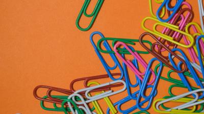 Paper clip multicolored paper 4k wallpaper