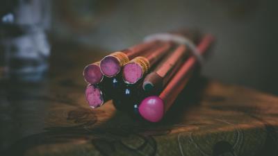 Pencils eraser close up 4k wallpaper