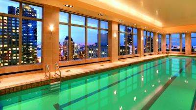 Pool water city interior windows hotel ligh 4k wallpaper