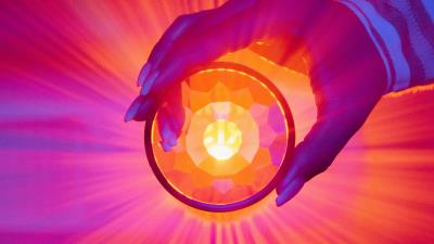 Prism hand glow 4k wallpaper