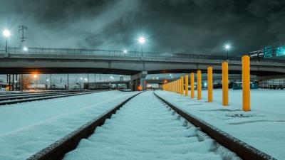 Rails railway snow 4k wallpaper