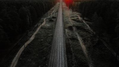 Railway rails aerial  view 4k wallpaper