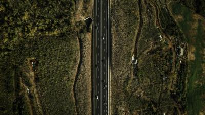 Road aerial view land 4k wallpaper