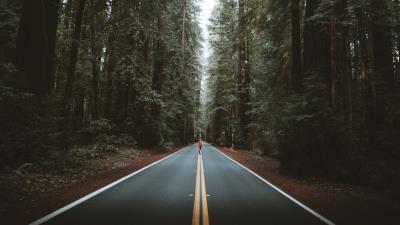 Road person silhouette 4k wallpaper