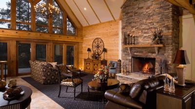 Room comfort style fireplac 4k wallpaper