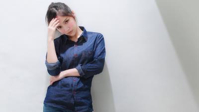 Women face jeans standing look asian 8k wallpaper