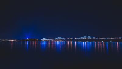 Bridge night reflection 8k wallpaper