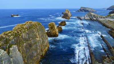 Cantabria Coast Rock Spain Water 8k wallpaper