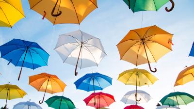 Colorful umbrellas 8k wallpaper