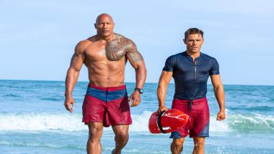 Dwayne johnson and zac efron in baywatch 8k wallpaper
