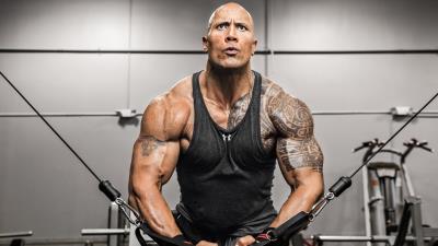 Dwayne johnson doing exercise 8k wallpaper