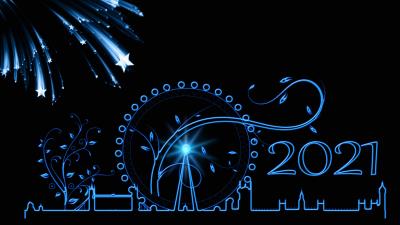 Fireworks London New Year 2021 8k wallpaper