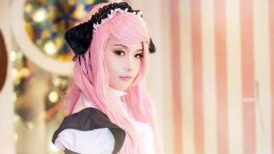 Girl pink hair 8k wallpaper