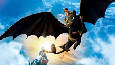 Hiccup riding toothless 8k wallpaper