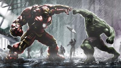Hulkbuster ironman vs hulk 8k wallpaper