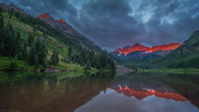 Maroon Bells Lake Peak Sunrise 8k wallpaper