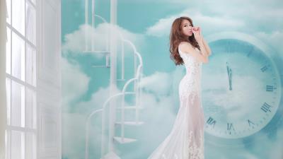 Patty lai in a wedding dress 8k wallpaper