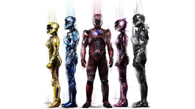 Power rangers the red ranger the pink ranger the black 8k wallpaper