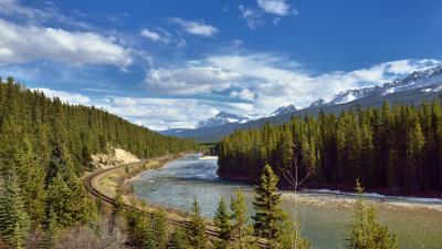 Rail Road Pulsatilla Mountain 8k wallpaper