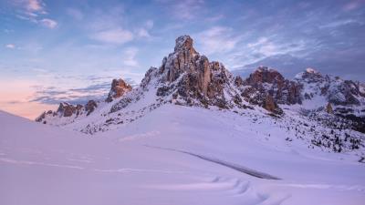 Cloud Mountain Nature Rock Sky Snow 5K wallpaper