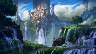 Waterfall slums image wallpaper