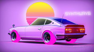 240z synthwave wallpaper