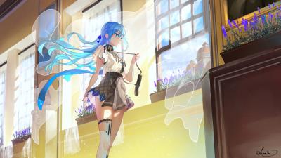 Anime school beginning of summer 4k wallpaper