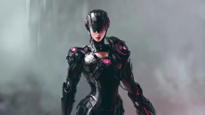 artwork cyborg girl 4k up wallpaper