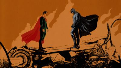 Batman and superman face off wallpaper