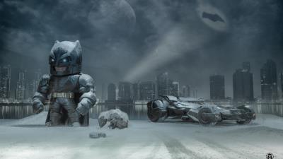 Batman outside gotham with batmobile wallpaper