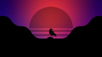 Bird synthwave 4k wallpaper