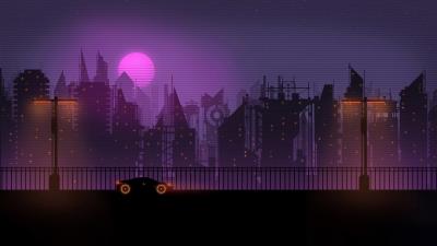 Car ride vaporwave 4k wallpaper