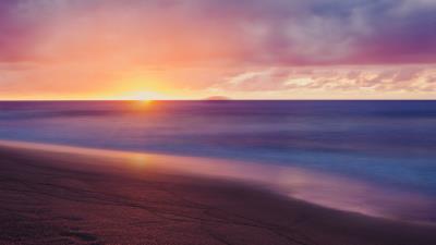 Colorful sunset beach 4k wallpaper