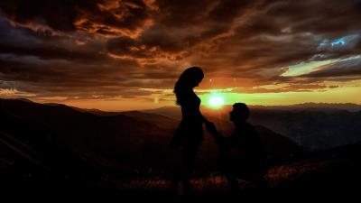 Couple silhouette 4k wallpaper