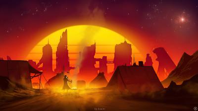 Cowboy retrowave 4k wallpaper