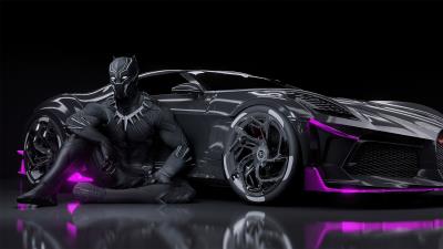 black panther bugatti chiron la voiture noire tw wallpaper