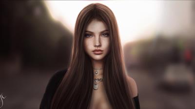 brown silky hair fantasy girl 4k wa wallpaper