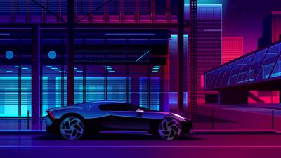 bugatti noire neon art w9 wallpaper