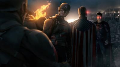 captain america and superman vs us agent and homelander xd wallpaper