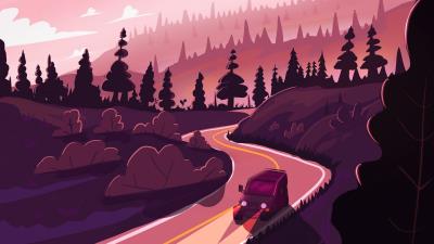 car drive road illustration 4k b5 wallpaper