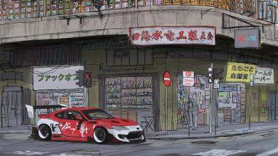 Cyberpunk street car 4k wallpaper