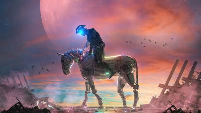 Cyborg horse rider 4a wallpaper
