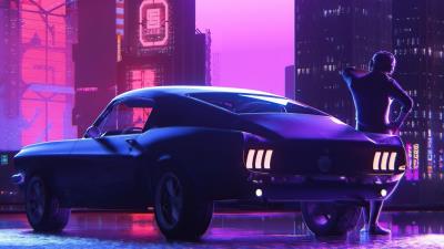 Ford mustang retro vibes 4k wallpaper
