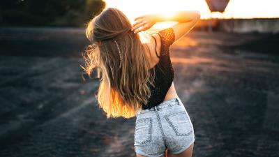 Girl long blonde hairs 4k wallpaper