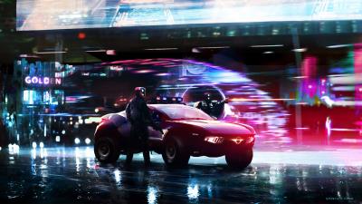 cyberpunk police cars 4k p8 wallpaper