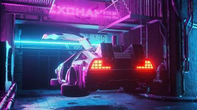 delorean from future 4k ha wallpaper