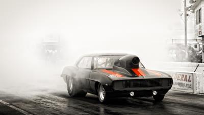 drag racing car on wallpaper