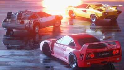 ferrari f40 delorean and lambo retro 4k h4 wallpaper