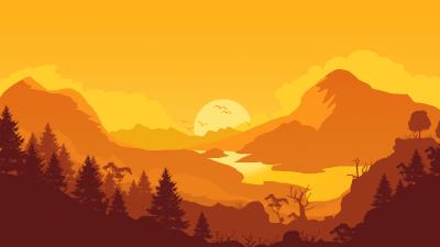 firewatch sunrise minimal 4k u9 wallpaper