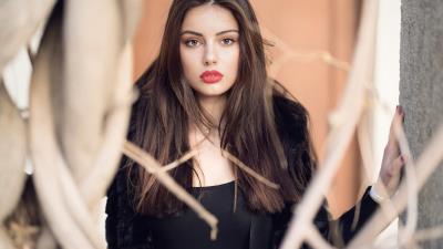 girl black jacket winter cloth 4k wy wallpaper